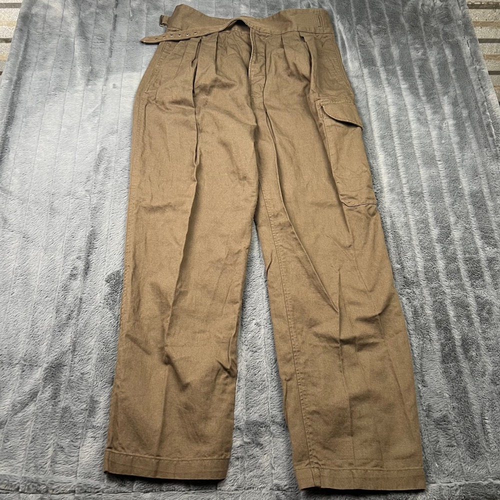 Banana Republic Brown Cotton Linen Cargo Pants Pleated Wide Leg Womens 12 14871